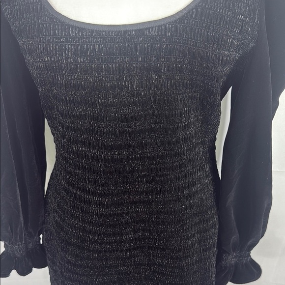 LoveShackFancy Black Smocked Mini Dress Long Sleeve Size L - Picture 6 of 13